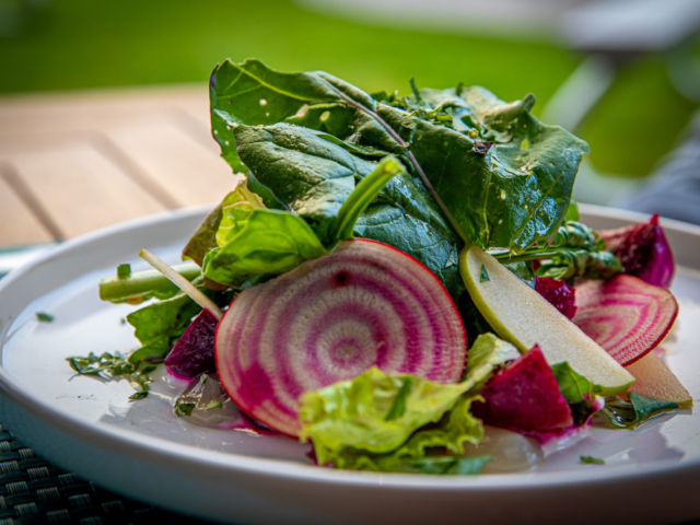 Salad at a winery bistro in Lake Country, British Columbia