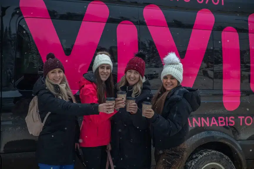 Warming up with a coffee, Big White Ski Resort shuttles