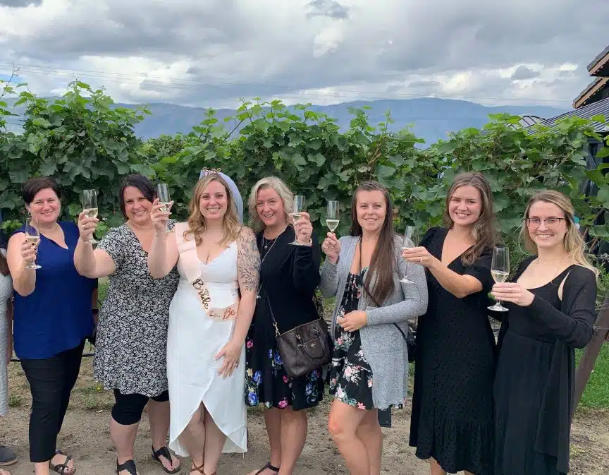 Cheers to a bachelorette wine tour in Lake Country, British Columbia