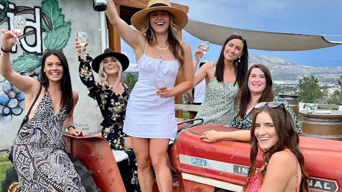 wedding party wine tasting